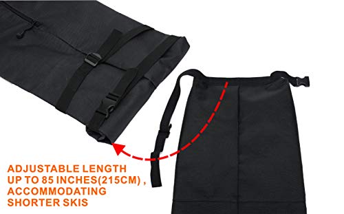 TurnWay Ski/Snowboard Bag | Store & Transport Skis Up to 215 cm, Poles & Extras | Waterproof - for Men, Women and Youth (Black)