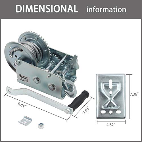 OPENROAD 2500LB Boat Trailer Winch-32FT Steel Cable, Heavy Duty Hand Winch with 2-Way Ratchet 4:1/8:1 Gear System - Ideal for Boats, Trailers, RVs, ATVs, and Jet Skis - Image 6