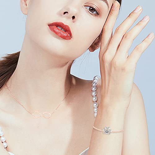 Personalized Photo Projection Dog Paw Bracelets, 100 Languages I Love You Bracelet Customized Gifts for Pet lovers