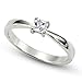 Sterling Silver Cubic Zirconia Solitaire 0.1 Carat tw Princess Cut CZ Engagement Ring