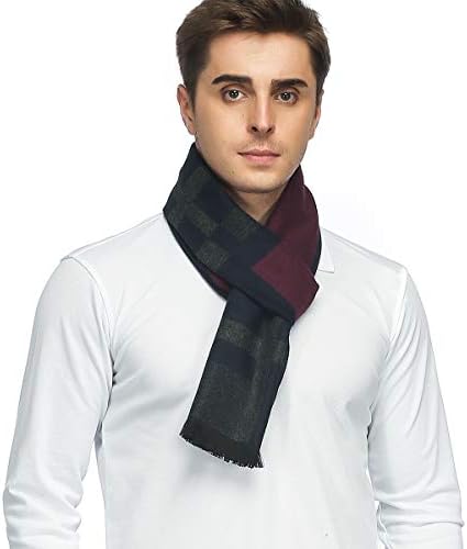 Mens Classic Cashmere Winter Warm Scarf - PoilTreeWing Long Soft Tassel Scarf