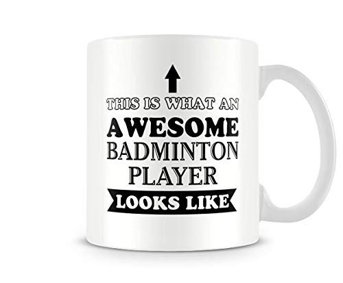 Behind The Glass - Awesome Badminton Player - Printed Sport Mug - Great Gift/Present Idea, Ceramic, 11fl.oz.
