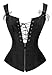 Charmian Women's Renaissance Lace Up Steampunk Vintage Boned Bustier Corset Top with Garters Black Large