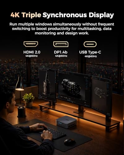 CTONE Mini PC Iηtel Core i5-12450H, 24GB LPDDR5 RAM, 512GB NVMe SSD, Mini Computer with Triple 4K Display, WiFi 6, Bluetooth 5.2, Gigabit LAN, USB-C, Wiηdows 11 Pro Business/Office
