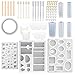 SUBANG 9 Pack Jewelry Casting Molds Silicone Resin Jewelry Molds with 48 Screw Eye Pins, 5 Wooden Stick, 5 Plastic Spoons, 5 Plastic Droppers, 4 Cupsill and 2 Plastic Droppers