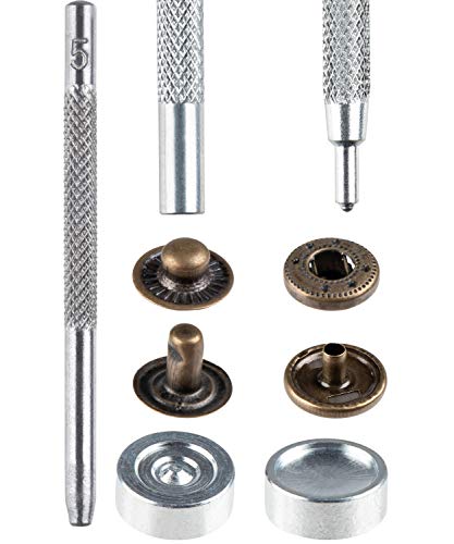 Snap Fastener Kit - 160-Piece Snap Buttons, with 4-Piece Tools, Clothing Snaps, Metal Snaps, Press Studs, for Leather, Craft, Repairing, Jeans, Coat, Bags, 4 Colors, 9 mm - 12 mm Diameter