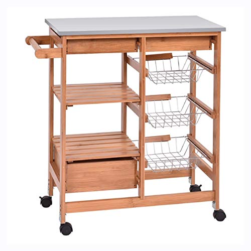 Kitchen & Dining Cart, Bamboo Kitchen Shelf Island Trolley Cart