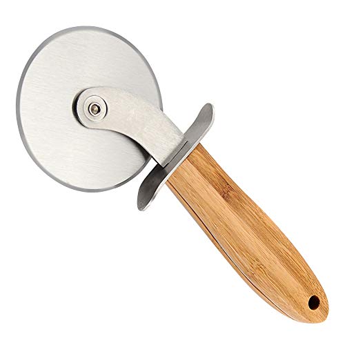 Pizza Cutter Wheel, Stainless Steel Pizza Slicer Sharp Blade with Bamboo Handle, Ideal For Pizza, Pies, Waffles and Dough Cookies ... (207.5)