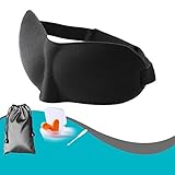 ACELIST Sleep Mask - Premium Quality Eye Mask with Contoured Shape - Ultra Lightweight & Comfortable-adjustable Head Strap - Sleep Anywhere Anytime (Black)