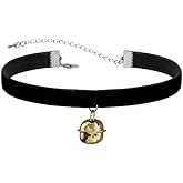 Vintage Black Red Velvet Choker Necklace for Women Gothic Victorian Round Love Heart Jingle Bell Charms Adjustable Chain Necklaces Holiday Dress Accessories Punk 80s 90s Christmas Valentine Cosplay Party Jewelry (B-Bell)