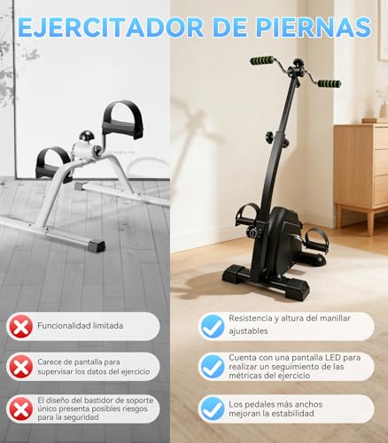 Pedales para Rehabilitación, Ajustable en Altura y Resistencia,con Pantallas LCD,Ejercitador de Piernas y Pedal para Brazo,Adecuado para uso doméstico y rehabilitación de piernas para personas mayores