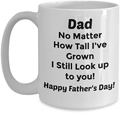 Abba eShop Mugs- "Dad...Look Up" Unique Cool Custom Coffee Tea Cup - White Ceramic Mug With Handle - 11oz or large 15 ounce Size Printed on Both Sides - Happy Fathers Day Gift For Dad