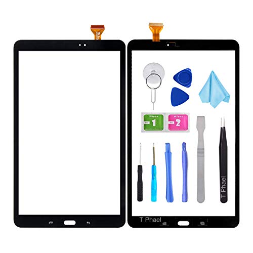 T Phael Black Touch Screen Digitizer for Samsung Galaxy Tab A 10.1 - Glass Replacement Parts for T580 T585 SM-T580 SM-T585 2016 (Not Include LCD) with Tools Kit + Pre-Installed Adhesive
