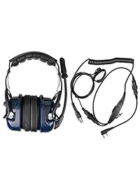 Retevis EH050K Auriculares de radio de 2 vías Cancelación de ruido Micrófono walkie talkie VOX con dedo PTT Ajuste Baofeng UV-5R UV-5R V2 + BF-F8HP Retevis RT-5R Kenwood TK-3402U16P (Azul, 1 paquete)