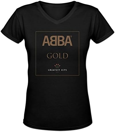 Women's Abba Gold Greatest Hits Slim Fit V-neck T-shirt By Fancesca M Black