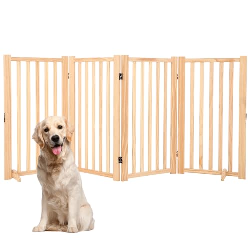 Garvee Foldable Wooden Dog Gate,Freestanding Pet Fence with Support Feet,Indoor…