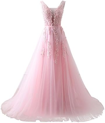 Girl's A-line Senior School Prom Homecoming Cocktail Long Dress Tulle Pink,US6