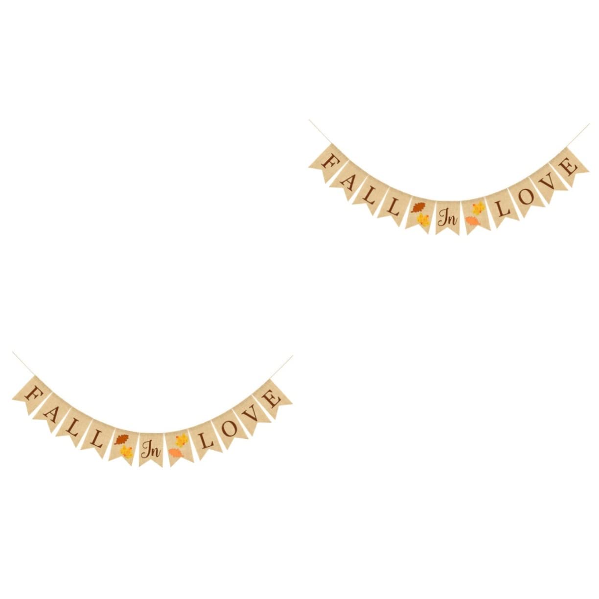 Abaodam 2 pcs Decoration Delicate Thanksgiving for Linen Love Hanging with Decor Leaf Garland Banner Bridal Engagement Happy Wedding Bunting Fireplace Home Rustic Autumn Burlap