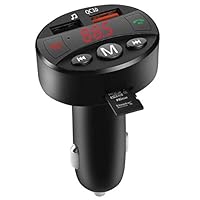 Bluetooth FM Transmitter for Car, KAILEDI Wireless in-Car Radio Transmitter Adapter Car Kit with USB Car Charger, Car MP3 Music Player ... (Black)