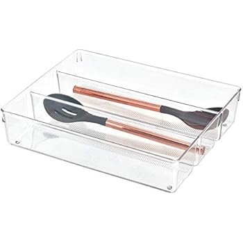 iDesign Linus Kitchen Drawer Organizer for Silverware, Spatulas, Gadgets - Clear