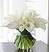 Luyue 20 Pcs White Fake Calla Lily Artificial Flowers Bridal Wedding Bouquet Latex Real Touch Flower Home Kitchen Office Decor-Pure White