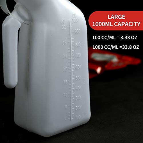 Seneme Portable Male Urinal Pee Bottles with Lid 32oz./1000mL, Urinals for Men (2 Pcs)