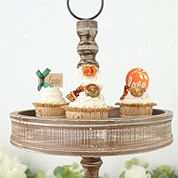 Efavormart 20" Rustic Brown 2-Tier Wooden Serving