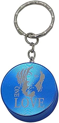 Blue Bob Marley Logo Mini 2-Piece Aluminum Keychain Spice & Herb Grinder from Smoke Promos
