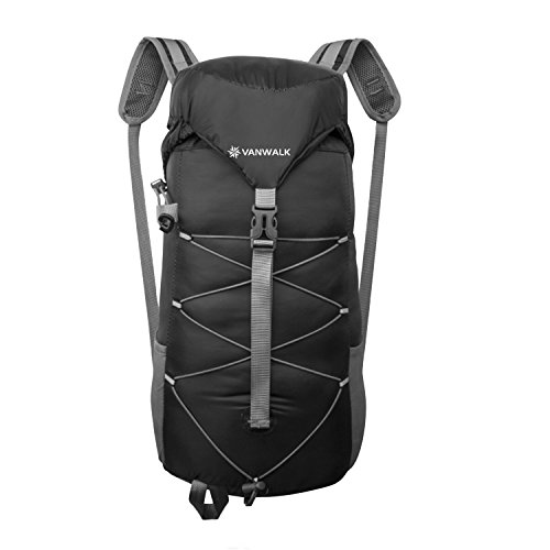 Foldable Backpack/Hiking Daypack, Packable Travel Backpack Daypack with Rain Cover, Most Durable & Lightweight + Lifetime Warranty (Black, 35L)