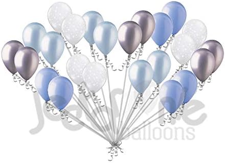 24 pc Clear Snowflakes Light Blue & Silver Latex Balloons Party Decoration Snow