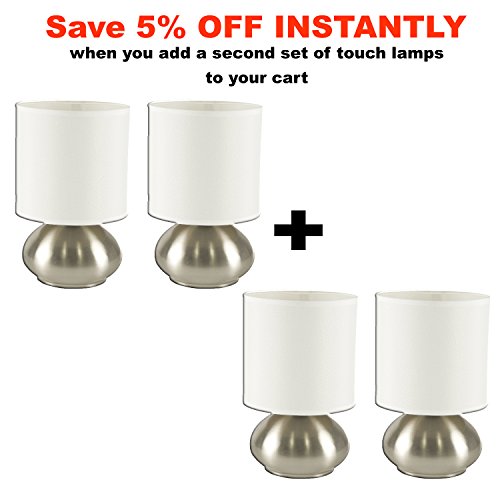 Light Accents Touch Lamps Set of 2, Bedroom Side Table Lamps Brushed Nickel (2Pack) Buy