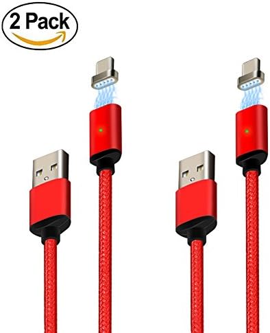 2Pack 6.6ft Magnetic USB Type C Charging Cable, Red Braided Nylon Cables Strong Magnets for Galaxy S8 S8 Plus Note 8 MacBook 15/16/Pro 16 Android Google Pixel Nintendo Switch Magnetic USB Type C Cable