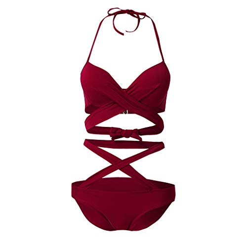 KonJin-Damen-Brazilian-Push-Up-Bikini-Set-Mit-Bikini-Neckholder-Triangle-Oberteil-Und-Sexy-Brasil-Bikini-Bikinihose-Bottom-Geteilter-Zweiteiliger-Badeanzug
