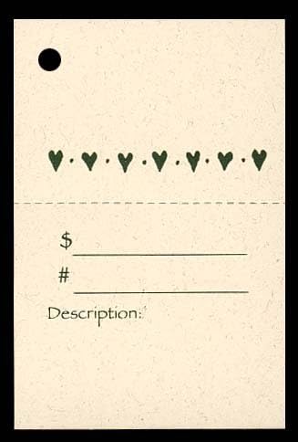 100 Craft Hang Tags 2-PART HEARTS & 100 Cut Strings for Crafts & Gifts. Personalize & Price your merchandise.