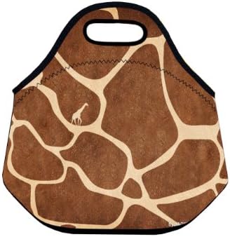 Giraffe Print Insulated Lunch Tote Bag Cooler Box Neoprene Lunchbox for School Work