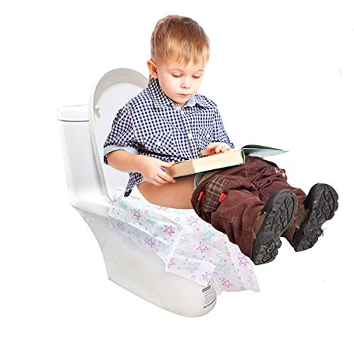 Disposable Toilet Seat Covers for Kids Potty Training, Adults - Potty Seat Cover for Toddlers, Children - Large Size, Waterproof, Individually Wrapped | Great for Home Travel (40 Pack Stars)