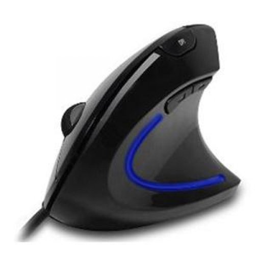 Adesso iMouse E1 - Vertical Ergonomic Illuminated Mouse - Optical - Cable - Glossy Black - USB - 1600 dpi - Scroll Wheel - 6 Button(s) - Right-handed Only - IMOUSE E1