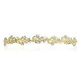 Flower Wreath Bridal Headband Tiara - Clear Crystals Gold Plating T675 by Venus Jewelry