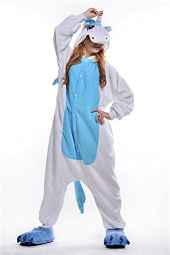 Children's Pajamas Animal Costume Kids Sleeping Wear Kigurumi Pajamas Cosplay (10-11Yrs(Fits For height55.1"-59"), Blue Unicorn)