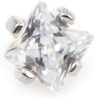 Clear Square Jewel Internally Threaded Dermal Top 2mm