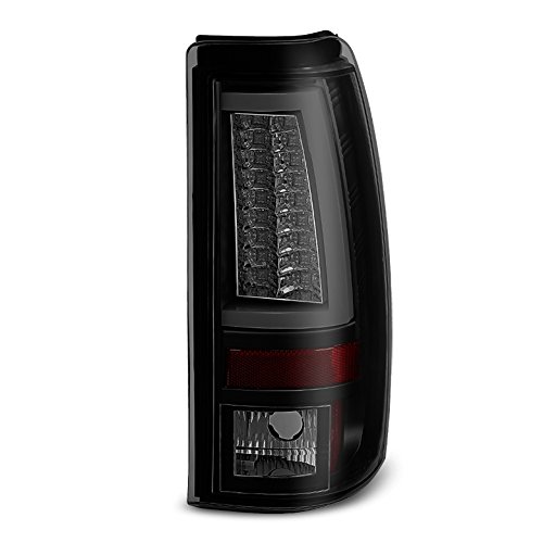 2003-2006 Silverado/Sierra Mystery Blk Smoke LED Tail Lights w/ Fiber Optic Tube Pair L+R 2004 2005