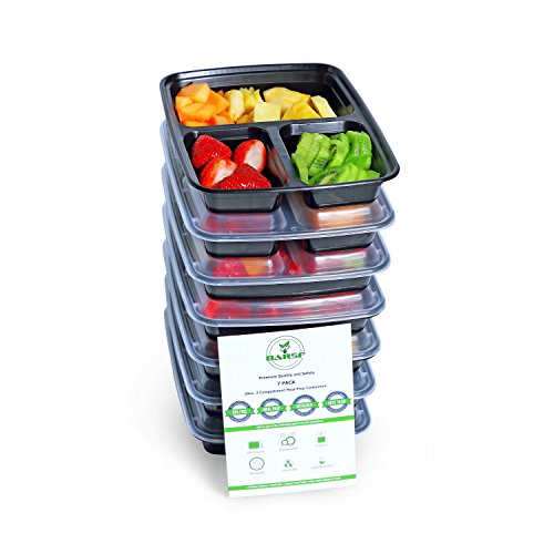 Meal Prep Containerw with Lids, Portion Control Lunch Box, Certified BPA-Free, Stackable, Reusable, Microwave, Dishwasher & Freezer Safe, 39 Ounce, 3 Compartment (7)