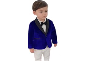 SETWELL Toddler Boy Formal Suit Jacket Outfit Christmas Velvet Blazer Sports Coat for Kids Birthday Party JTZ019