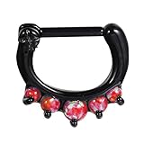 BodyJ4You Black Septum Clicker 16 Gauge Surgical Steel Five Gems