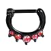 BodyJ4You Black Septum Clicker 16 Gauge Surgical Steel Five Gems