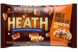 Heath Chocolatey English Toffee Baking Bits/Milk Chocolate Coated Chips 8 oz bag w/Exit 28 Bargains Sticker