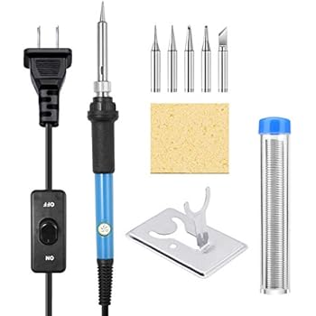 Soldering Iron Kit, [Upgraded] 60W Adjustable Temperature Welding Tool with ON-Off Switch, Rarlight 9-in-1 Soldering Kits, 5pcs Soldering Iron Tips, Solder Wire, Y Type Soldering Iron Stand