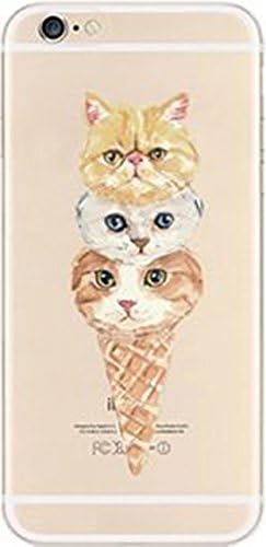 iPhone 5 / 5s / SE, Colorful Rubber Flexible Silicone Case Bumper for Apple Clear Cover - Cat Scoop Ice Cream