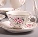 ufengke 9 Piece European Ceramic Tea Set, Bone China Tea Service Coffee Set with Metal Holder, for Wedding and Gift, Pink Camellia Painting