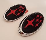 2008-2019 Sedan Carbon Fiber Emblem Decals Compatible with Subaru WRX STI (Red)